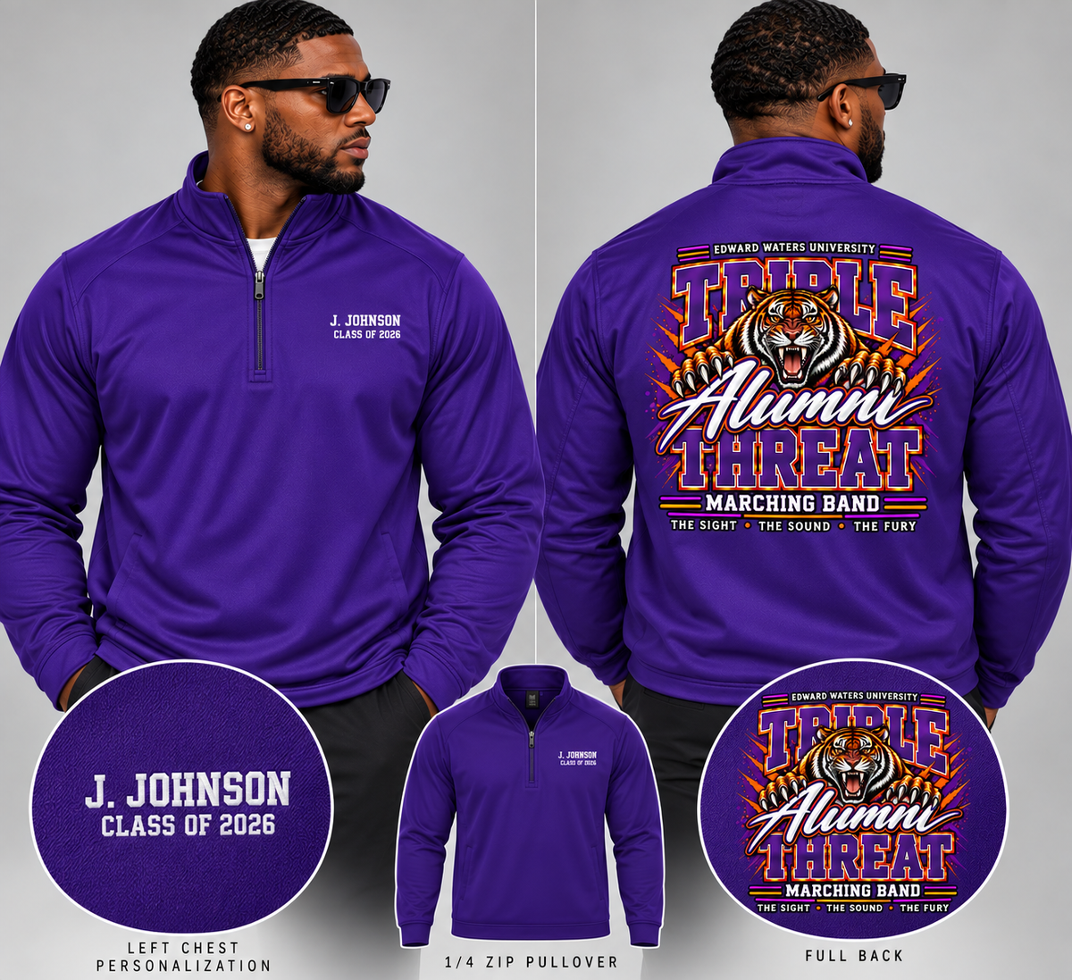 Triple Threat Alumni Personalized 1/4 Zip