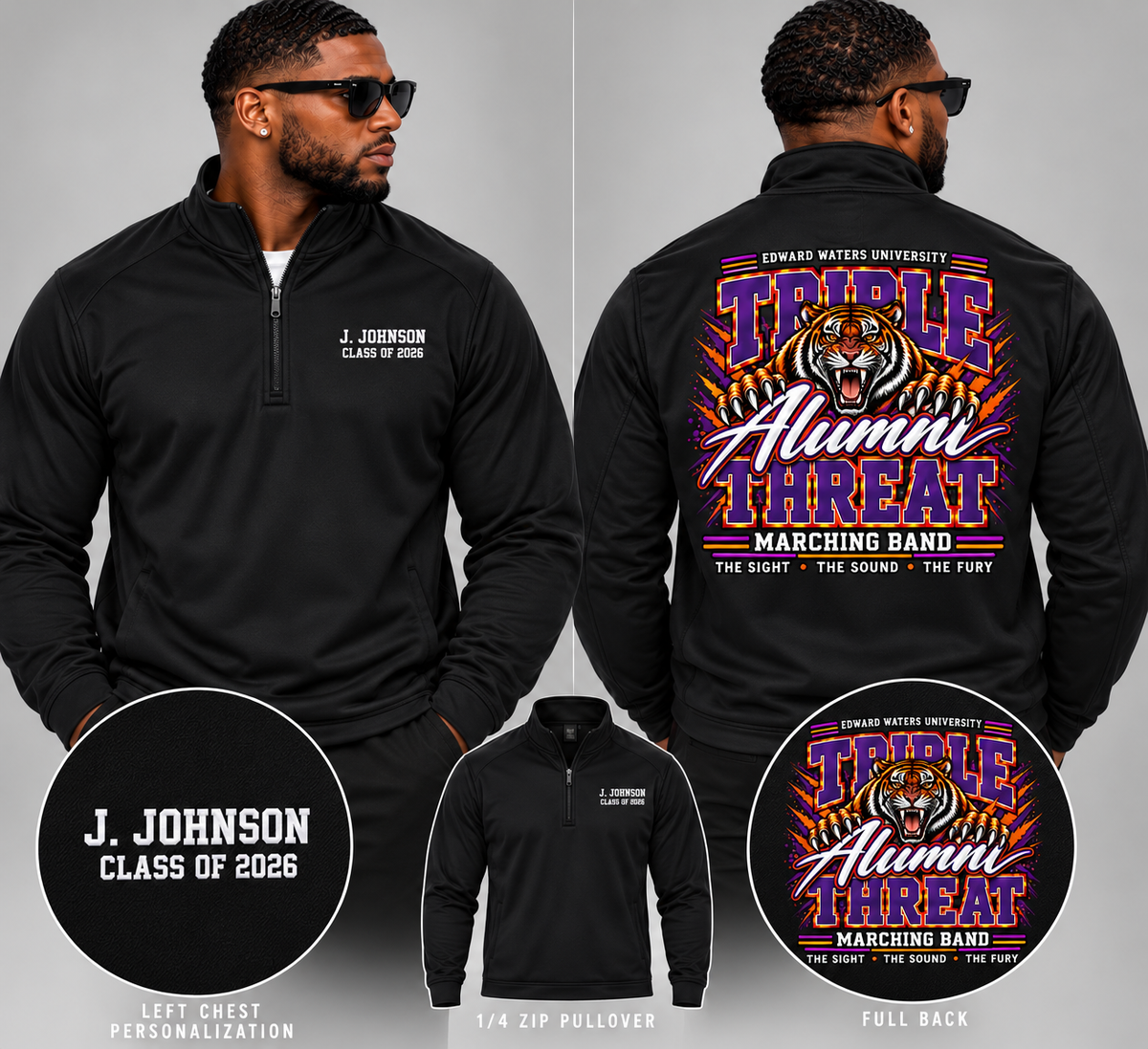 Triple Threat Alumni Personalized 1/4 Zip